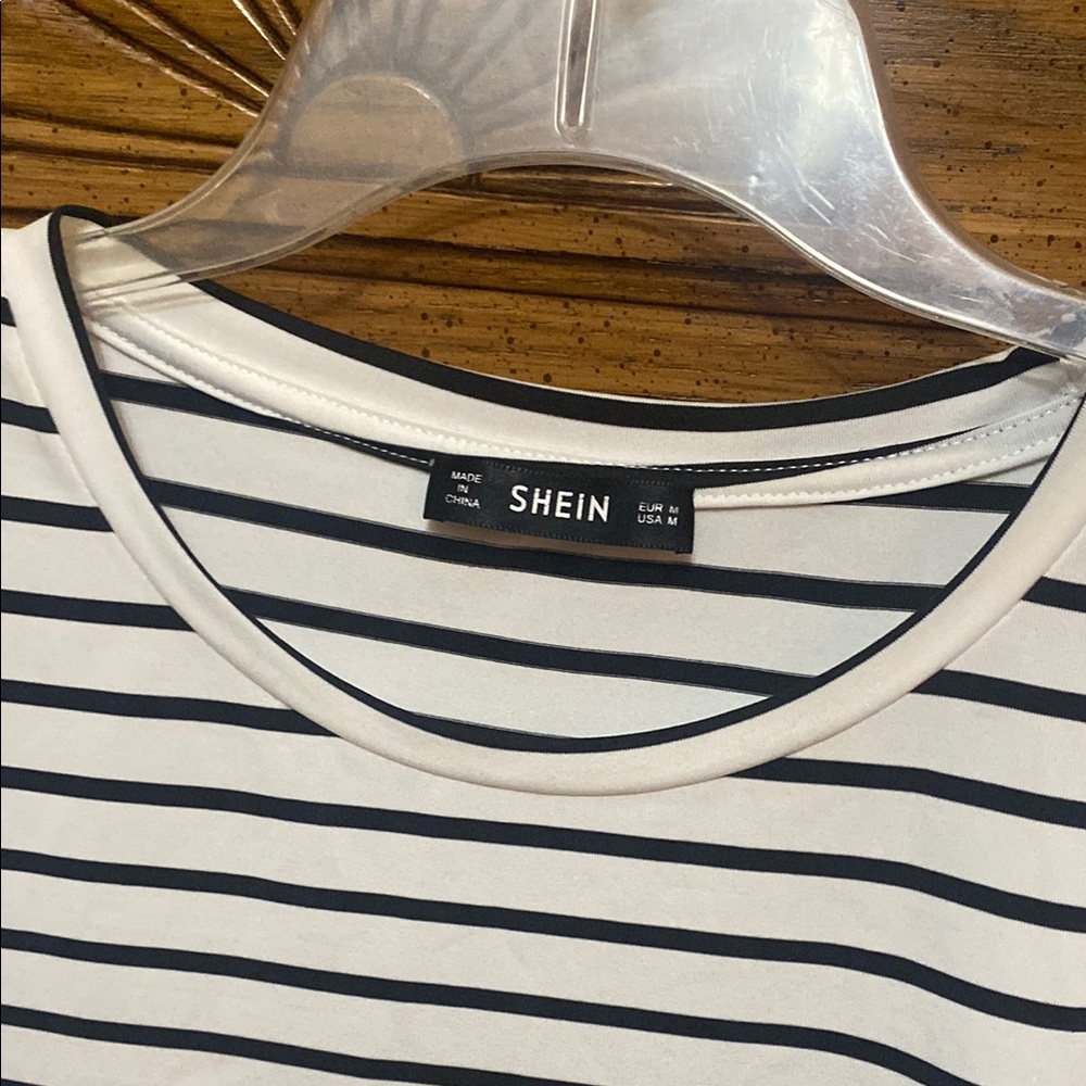 SHEIN Black and White Striped T-Shirt Dress size Medium - Picture 2 of 5